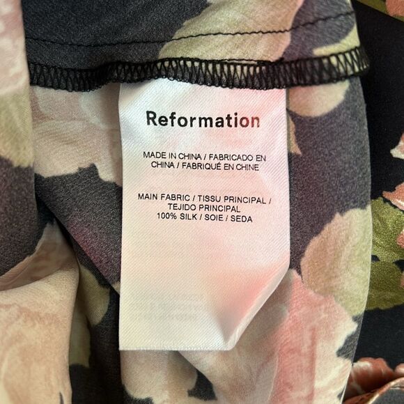 NWT Reformation Alisal Floral Print Silk Midi Slip Dress in Black $248 size XS - Picture 13 of 13